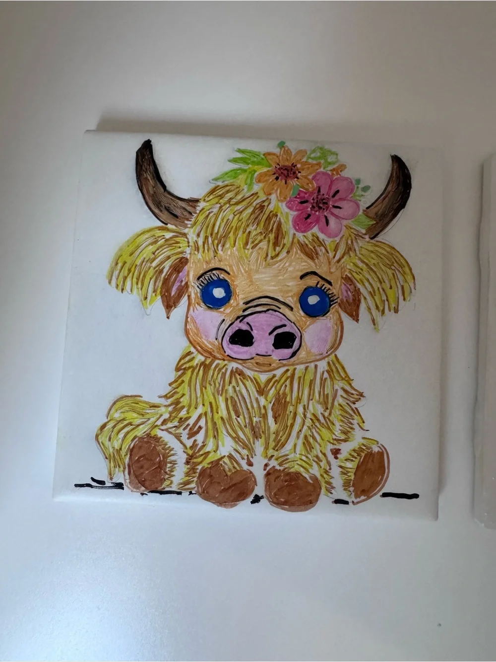 Handmade Yellow Highland Cow Coaster Set